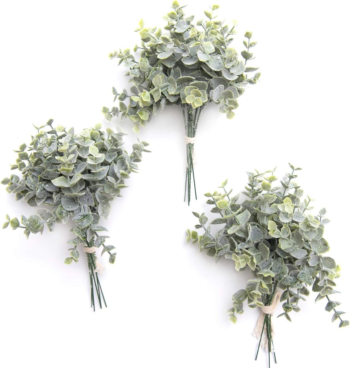 Artificial Plants Eucalyptus Leaves Branches,18Pcs 15" Tall Fake Greenery Filler Decor w/Stems, Realistic Texture Flocked Plants for Wedding Bouquets/Table Centerpieces, Room/Office 14.96"D x 3.35"W x 3.35"H